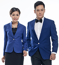 藍(lán)色一?？勰锌盥殬I(yè)工作服定做