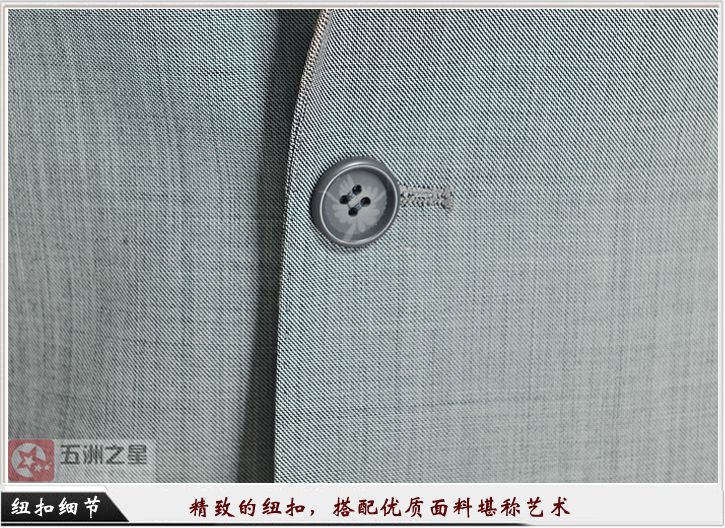 淺灰色單?？勰锌盥殬I(yè)工作服定做紐扣細(xì)節(jié)圖