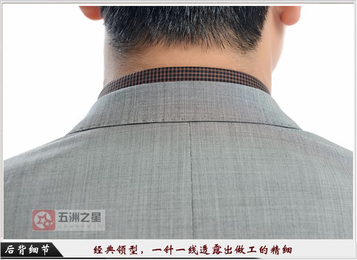 淺灰色單?？勰锌盥殬I(yè)工作服定做后背細(xì)節(jié)圖